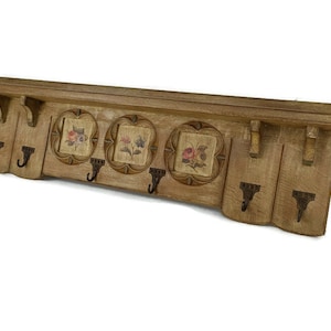 XL Coat rack hat Rack Kitchen Rack, hand Carved Wood, Ornate,  Hand Painted,  Hallway, Eyecatcher