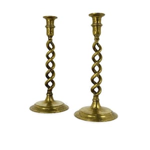 Vintage Couple pair   Barley twist Ornate Brass Candle Holders Candlesticks