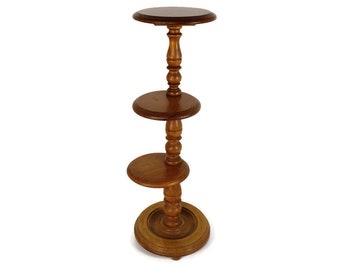 Vintage hand Carved Wooden Three tier  Pedestal Siede Table two tier Bonsai Plant stand