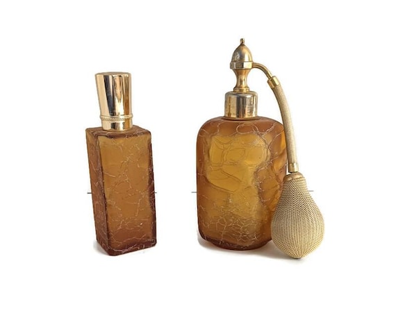 Two Marcel Franck Perfume Lotion Bottles Atomizer Vanity Flacon