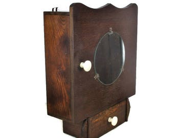 Small Vintage Apothecary Wall Medicine Cabinet Rockabilly 50s Round Mirror