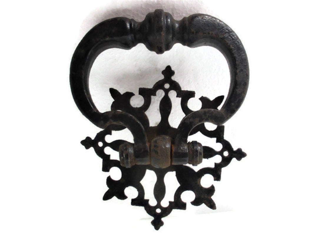 Art Nouveau Deco Door Knocker Wrought Iron Ring Architectural Etsy