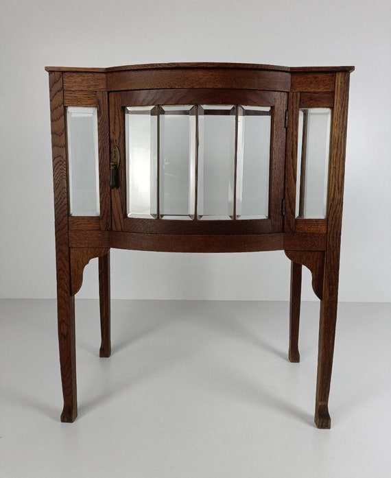 Antike Butler Tischschrank Garküche Vitrine Spirituosenschrank Beveled Glass WOW