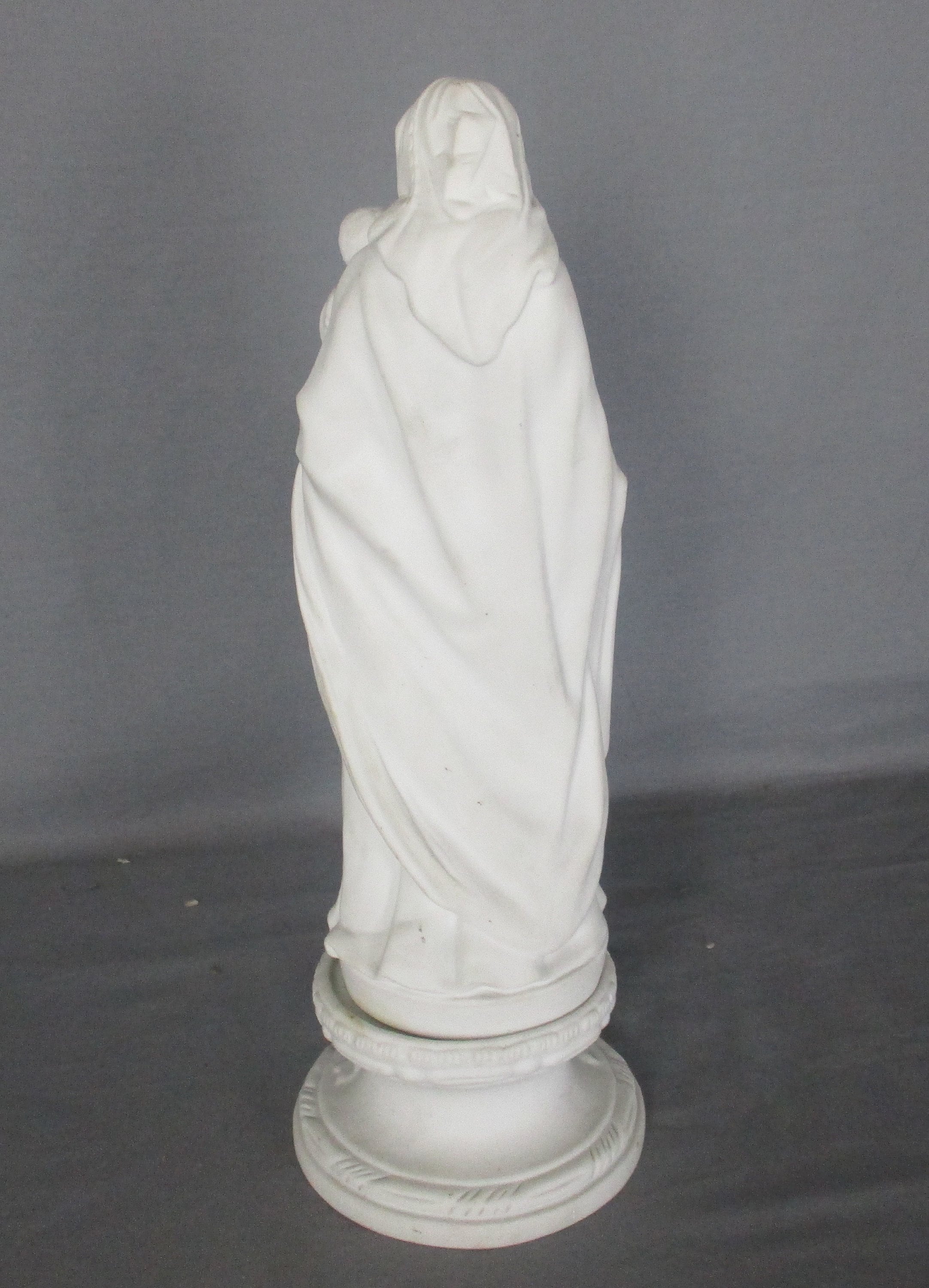 Antique 1900 Bisque Statue Virgin Mary Our Lady Madonna Infant Jesus ...