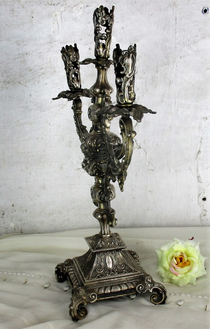 Very Stylish Ornate 3 Arm Candle Holder Candelabra Brass Etsy