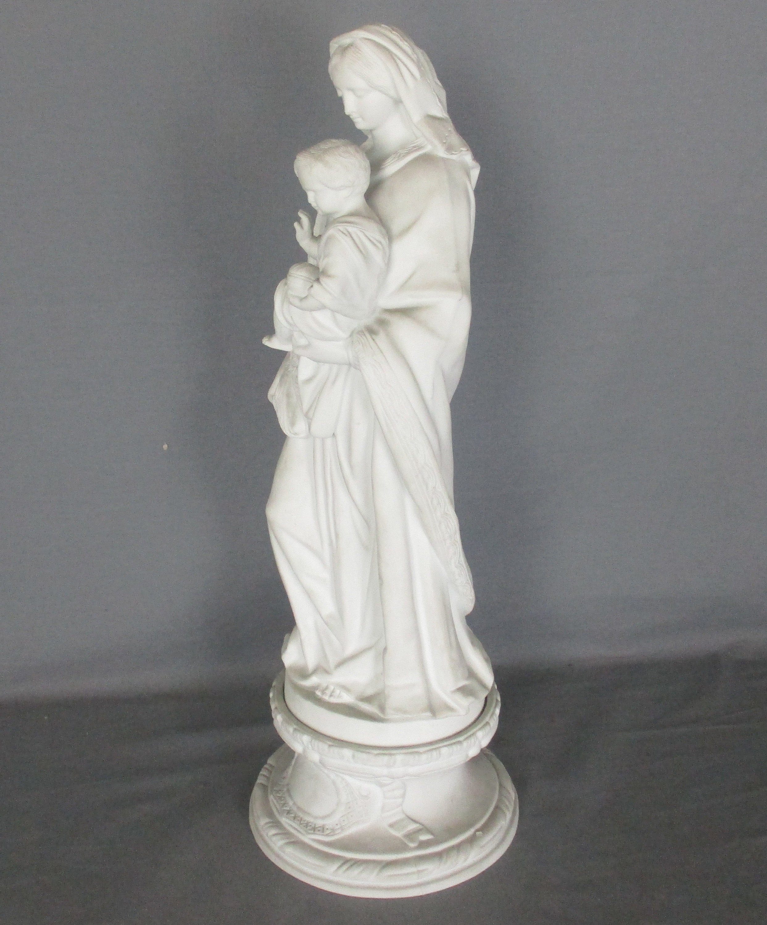 French Antique 1900 Bisque Statue Virgin Mary Our Lady Infant Exquisite ...