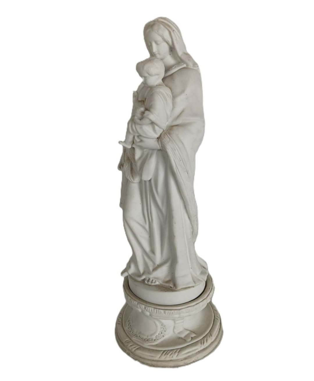 French Antique 1900 Bisque Statue Virgin Mary Our Lady Infant Jesus ...