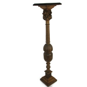 Hand Carved Ornate Wooden Pedestal Lion Heads Impressive Plant Bonsai Stand