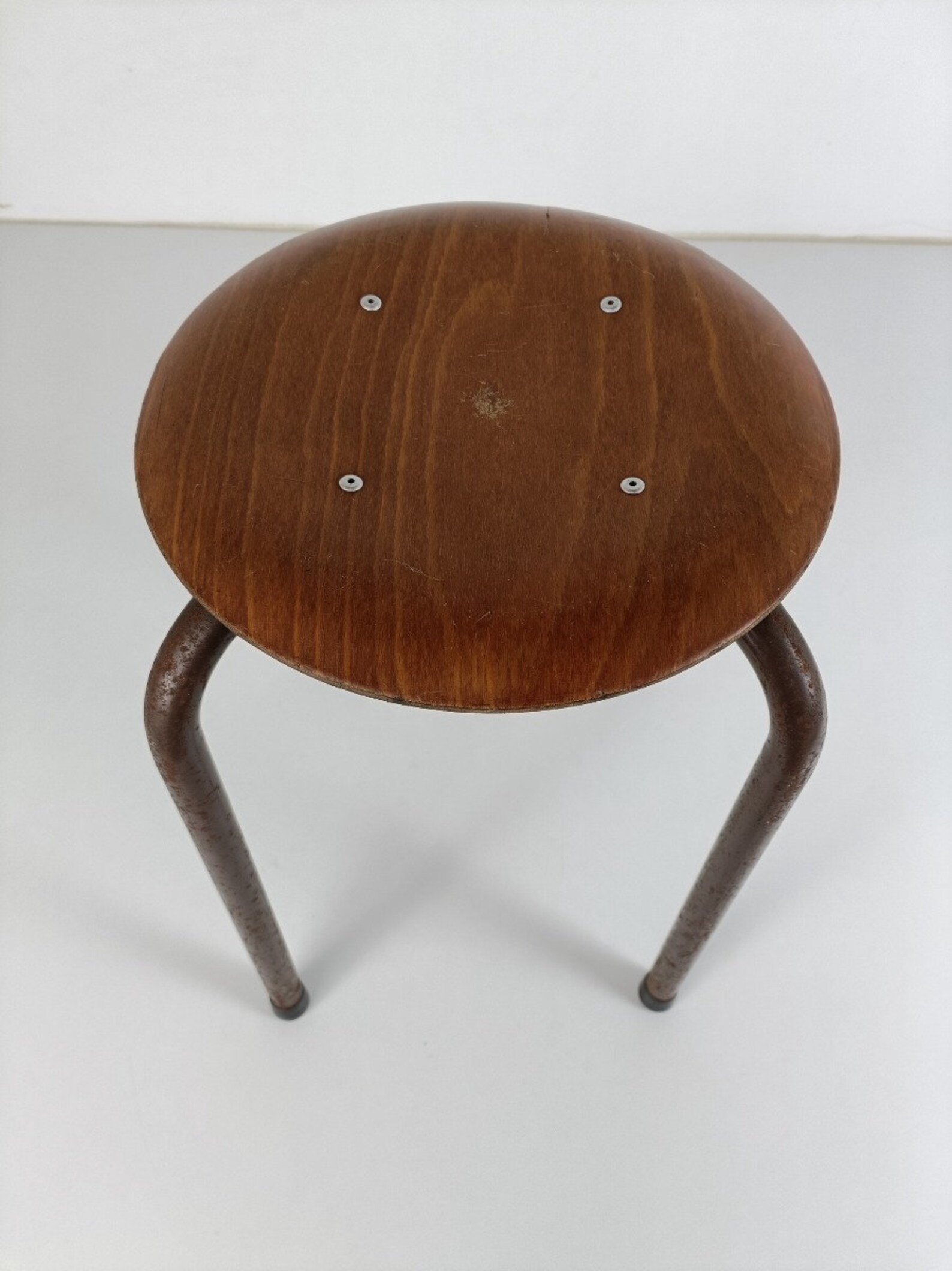 Vintage Stool Chair Industrial Plywood Iron Legs Funky Retro - Etsy