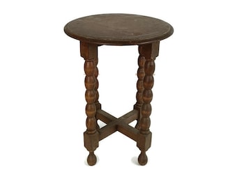 Bobbin Legs Wood Side Occasional Wine Table Pedestal Plant Stand Barn Country style Vintage