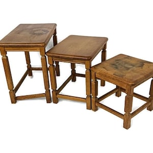 Set von 3 Mid Century Holz Stapeln Nesting Tables Beistelltisch Couchtische 50er Jahre