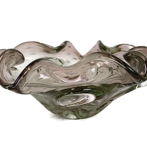 Centerpiece Vintage Art Glass  with Air Bubbles Murano Sommerso Dish