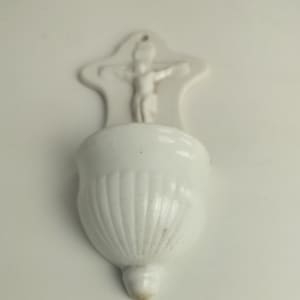 Antique White Holy Water Font Porcelain Church Wall Hanging Holland Maastricht