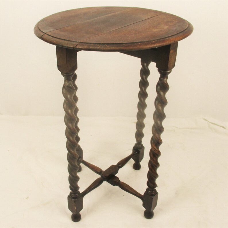 Barley Twist Wood Side Occasional Wine Coffee Tea Table Pedestal Plant Stand pliable
