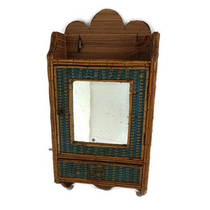Medicine Apothecary Apothecary Bathroom Cabinet  Hobo Chic rattan Two Toned HTF