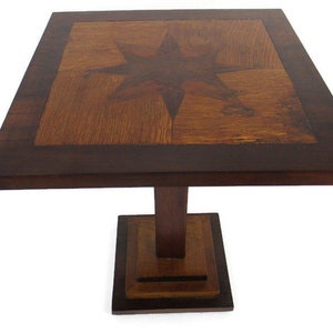 Italian Hand Carved Wood Coffee Wine Side Table Inlay Marquetry Pedestal Vintage