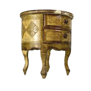 Small Italian Mid Century Hollywood Regency Florentine Jewelry Trinket Box Cabinet