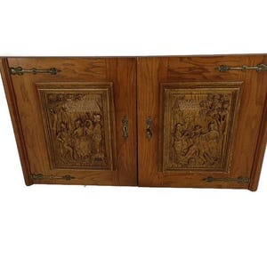 Pair Vintage Hand Carved Wood Breughel Door Panels Reclaimed Architectural  Cabinet Doors