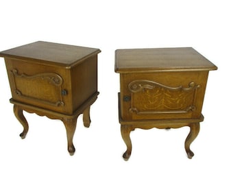 Pair Couple Vintage Nightstands End tables Dresser 50s Vanity Cabinets Louis XVI style