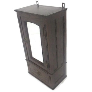 Kitchen Medicine Apothecary Bathroom Cabinet Carved Wood Ornate Hobnails