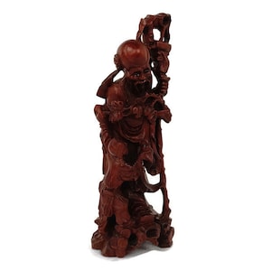 Chinese Rosewood hand carved wooden Figurine Sculpture wise old man Vintage
