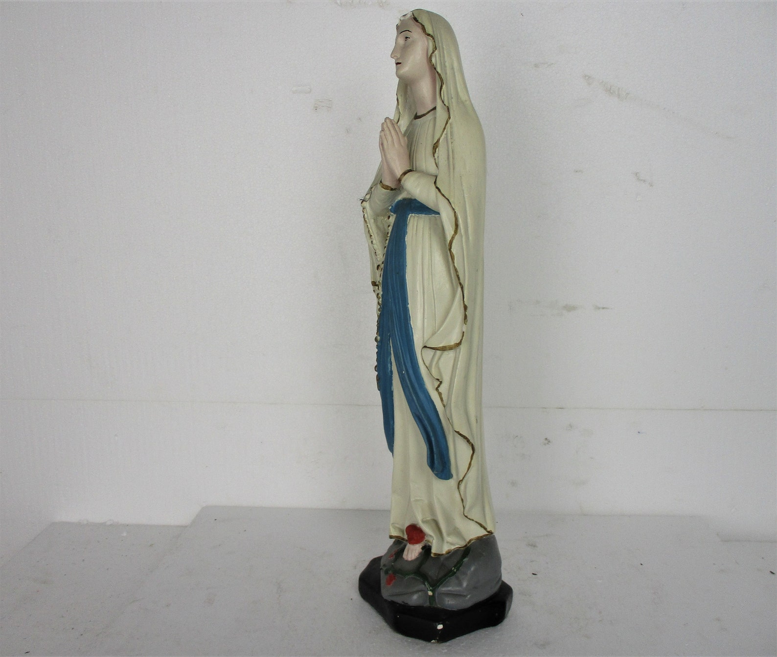 Vintage French Virgin Mary Madonna Our Lady of Lourdes Plaster Statue ...