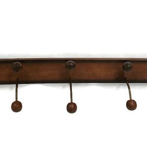 Modernist Wall Coat hat Rack  wooden ball hooks  Hallway Vintage funky