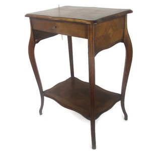 Antique Art nouveau  Wood Sewing Quilting Box table Cabinet Two Tier Gorgeous