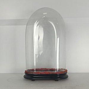 Antike viktorianische ovale mundgeblasene Glaskugel-Kuppel-Puppenuhr 46 cm 39 cm 6,88