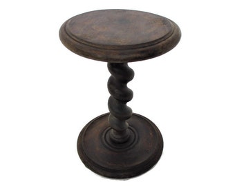 Small Barley Twist Wooden Side Display Table Pedestal Plant Bonsai Flower Stand 14.96"