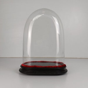 Antike viktorianische ovale mundgeblasene Glaskugel-Kuppel-Puppenuhr 16,53 &quot;8,85&quot;