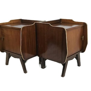 Pair Vintage Nightstands End tables Mid Century Modern Wood Night stands Bedroom cabinets