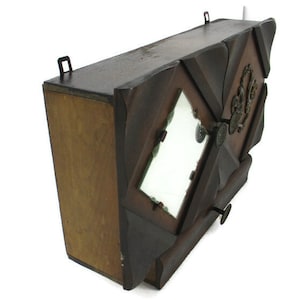large Apothecary Bathroom Medicine Kitchen Cabinet Wood Art deco Cut Glass