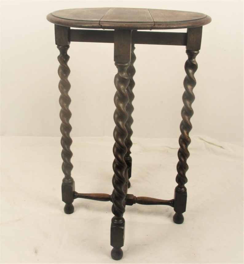 Barley Twist Wood Side Occasional Wine Coffee Tea Table Pedestal Plant Stand pliable