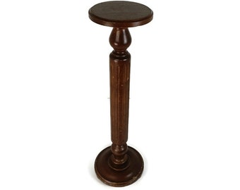 Pedestal de soporte de planta de madera tallado a mano vintage, mesa auxiliar de soporte Bonsai estilo granero