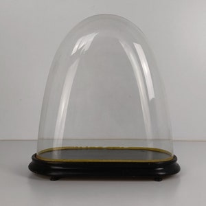 Vintage Victorian Oval Hand Blown Glass Globe Dome Doll Clock 16.33&quot; 15.55&quot;6.69&quot;