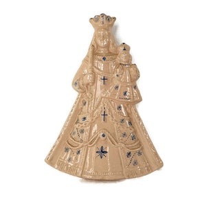 vintage ceramic wall hanging  Our Lady madonna with Infant Jesus Marked 1966