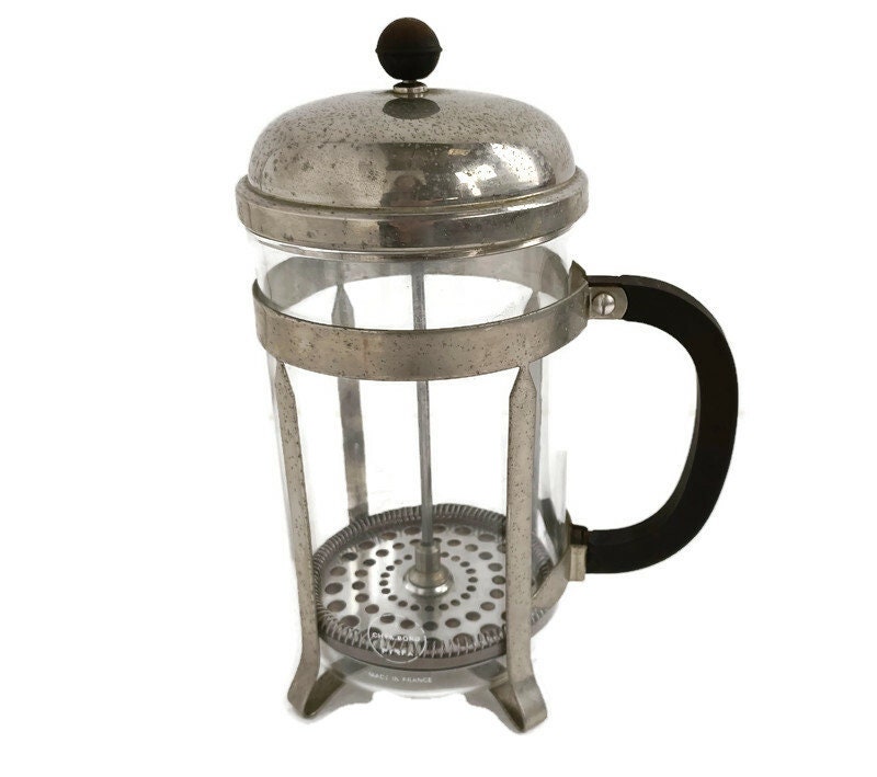 MELIOR 12 Cup French Press Nickel Plated Plunger Coffee Maker Paris France  1980s
