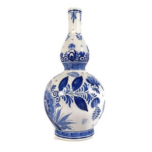Vintage Delft Blue White Vase Marked ramshead Crown Mid Century Porcelain