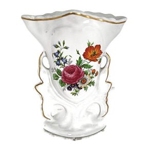 Vieux Bruxelles Porcelain Fan Flair Bridal Vase Flower Bouquet antique Belgium
