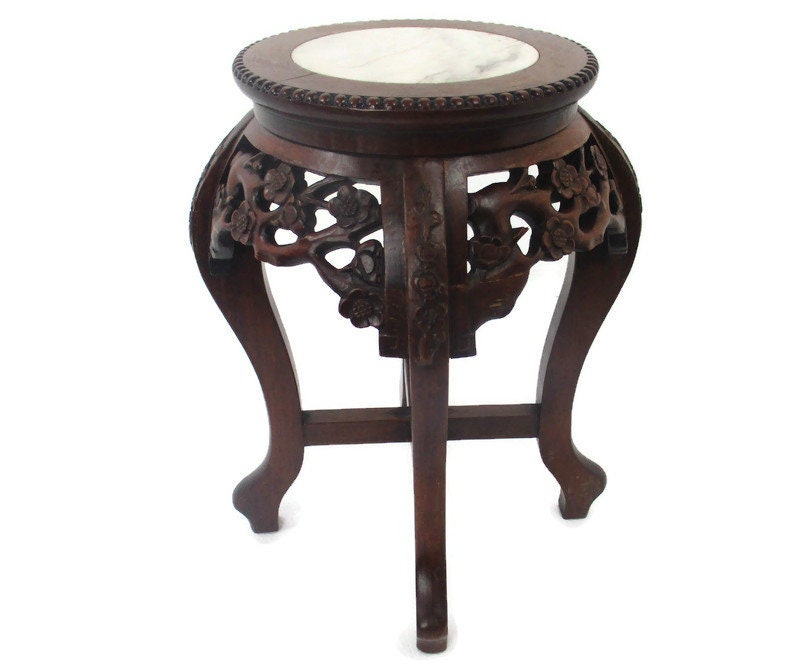 console d'entrée en bois de palissandre chine avec plateau marbre chine, piédestal table bonsaï, tabouret