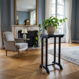 Antique Tall Art Deco Side Table Pedestal Plant Bonsai Stand Wood Top Crackeled
