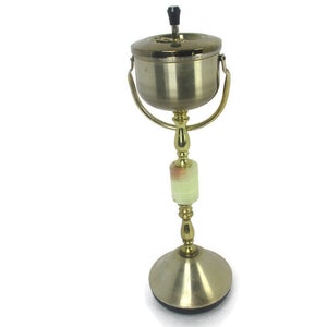 Vintage Standing Floor Push Ashtray Wood French Empire Style Classy  Marble Chrome