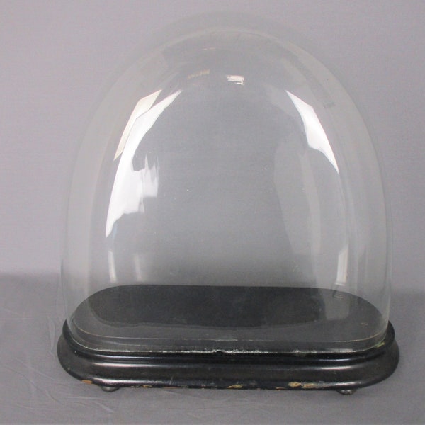 Antique Victorian Oval Hand Blown Glass Globe Dome Doll Clock 15.74" H 17.04"!!