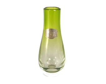 Small Green Crystal Val St lambert Vase Delvenne Belgium Vintage