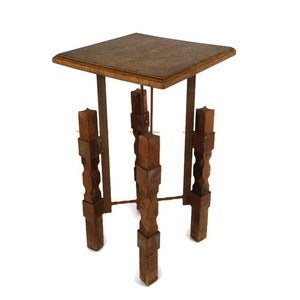 Industrieller Steampunk rustikaler Sockel Blumenständer Beistelltisch Holz Eisen funky Vintage