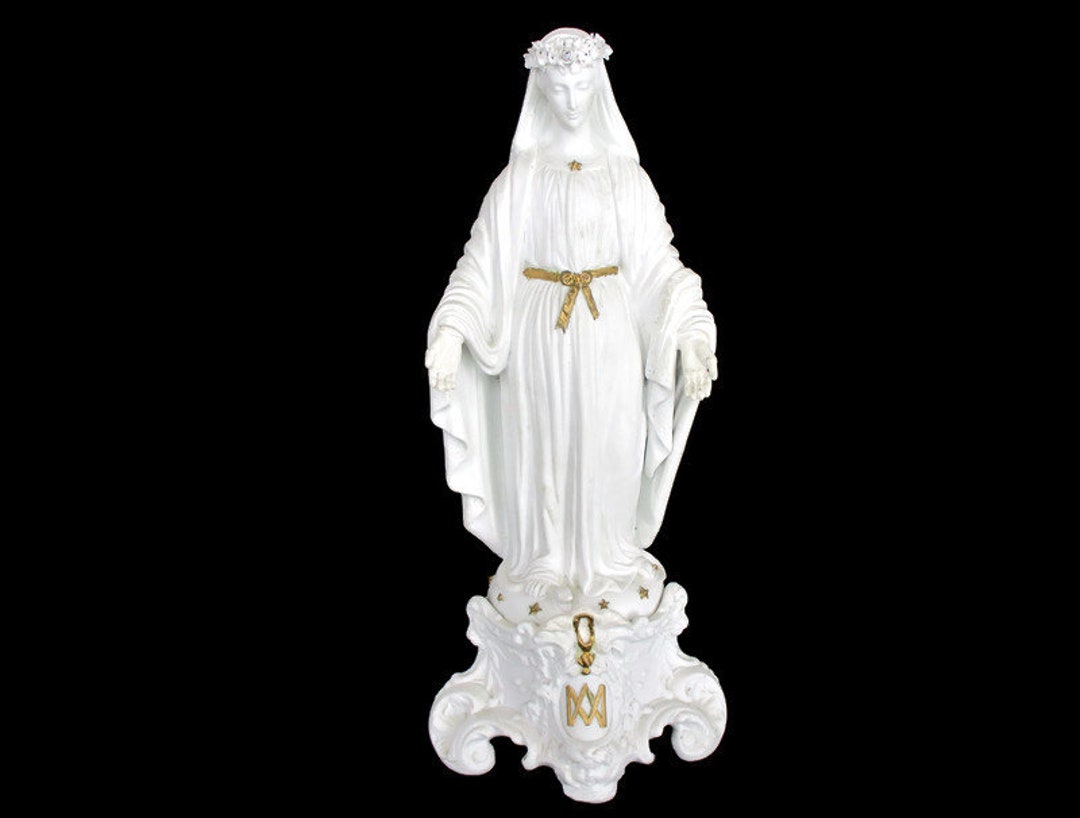 Large French Antique 1900 Bisque Statue Virgin Mary Our Lady Madonna ...
