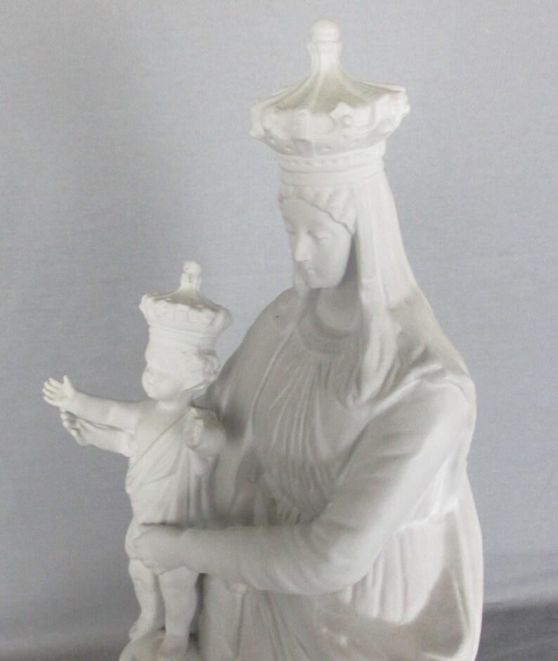 French Antique 1900 Bisque Statue Virgin Mary Our Lady Victoire Madonna ...