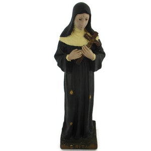 HTF Statue St Rita of Cascia Plaster Patroness Impossible Causes Collector 16&quot;