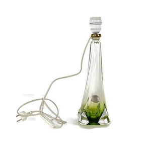 Table Lamp Val St Lambert Art Glass Design Marked Green  Working vintage